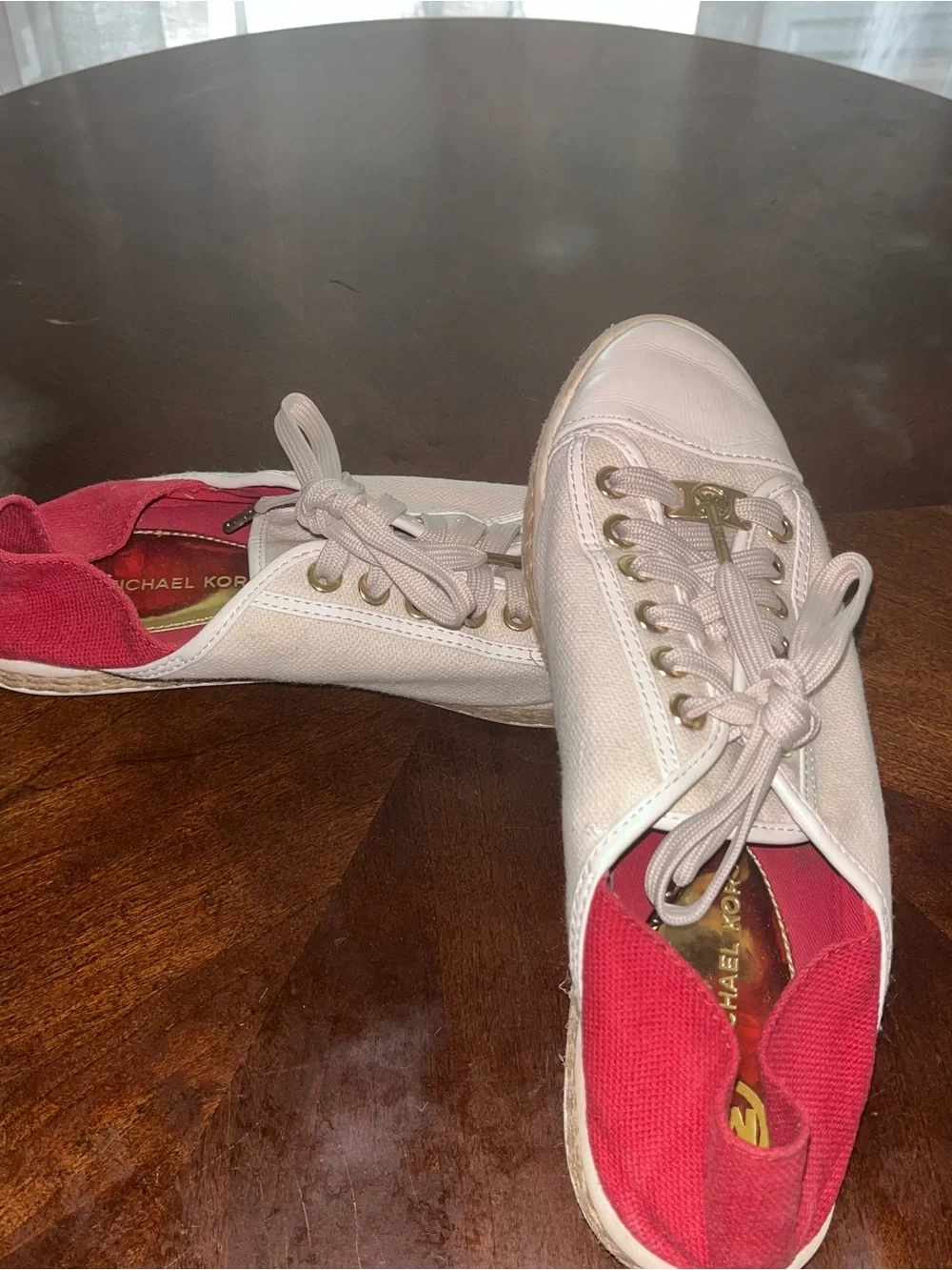 Michael Kors Shoes Womens 7.5 Kristy Casual Espadrille Sneakers Flats Red White